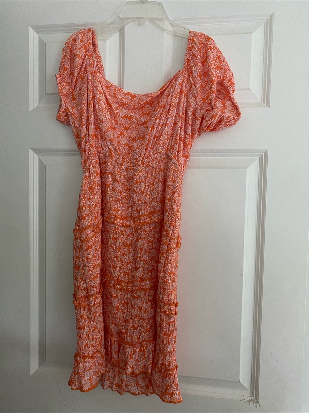 Sunset Orange Floral Backless Midi Dress